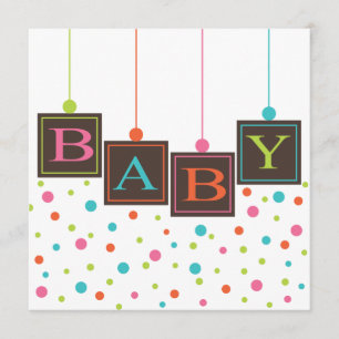 Invitation BÉBÉ lumineux blocs de couleurs Baby shower neutre