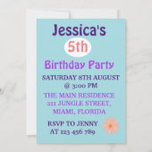 Invitation Bébé magique licorne avec fleurs (Dos)