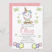 Invitation Bébé magique Unicorn Cutie Premier anniversaire (Devant / Derrière)