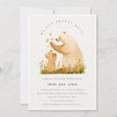 Invitation Bébé maman Bearly Wait Floral Neutal Baby shower (Devant)