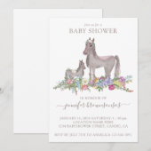 Invitation Bébé Maman Cheval Floral (Devant / Derrière)