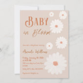 Invitation Bébé marguerrier en fleur Baby shower floral rose  (Devant)