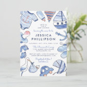 Invitation Bébé marin | Baby shower d'aquarelle bleue (Debout devant)