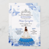 Invitation Bébé mexicain Bleu papillon Quinceanera Anniversai (Devant / Derrière)