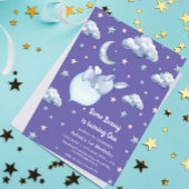 Invitation Bébé mignon 1er anniversaire bébé garçon pourpre