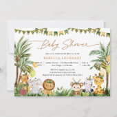 Invitation Bébé mignon Animaux Jungle Baby shower de fête (Devant)