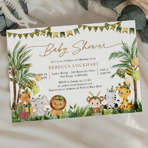 Invitation Bébé mignon Animaux Jungle Party Thème Bébé Brunch