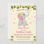 Invitation Bébé mignon Aquarelle Eléphant Baby shower Floral (Devant)