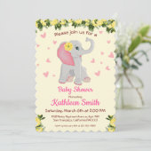 Invitation Bébé mignon Aquarelle Eléphant Baby shower Floral (Debout devant)