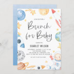 Invitation Bébé mignon Astronaut Espace Brunch à thème pour b<br><div class="desc">Invités Invitations à votre événement avec ce brunch à thème astronaute pour invitation bébé. Il présente des illustrations aquarelle d'un adorable bébé astronaute, lune, planètes, fusées et étoiles. Cette invitation à thème est parfaite pour un brunch baby shower garçon. Personnalisez en ajoutant les noms, la date, l'heure, le lieu et...</div>