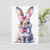 Invitation Bébé mignon avec arc rose anniversaire (Debout devant)