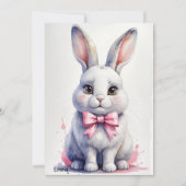 Invitation Bébé mignon avec arc rose anniversaire (Devant)