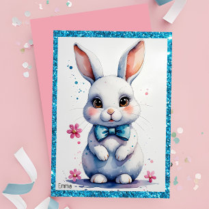 Invitation Bébé mignon avec arc rose anniversaire