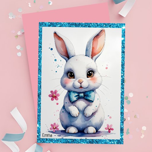 Invitation Bébé mignon avec arc rose anniversaire