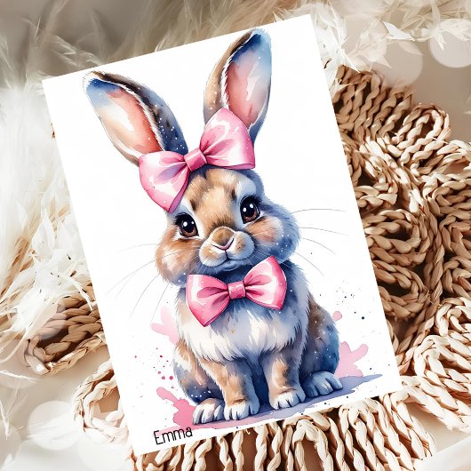 Invitation Bébé mignon avec arc rose anniversaire