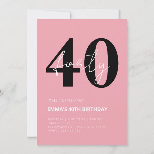 Invitation Bébé mignon avec arc rose anniversaire (Dos)