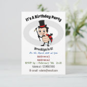 Invitation Bébé mignon avec chapeau et dessin animé de cravat (Debout devant)