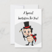 Invitation Bébé mignon avec chapeau et dessin animé de cravat (Dos)