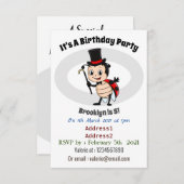 Invitation Bébé mignon avec chapeau et dessin animé de cravat (Devant / Derrière)