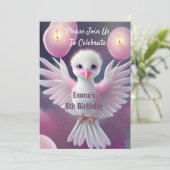 Invitation Bébé mignon blanc et rose Anniversaire (Debout devant)