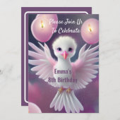 Invitation Bébé mignon blanc et rose Anniversaire (Devant / Derrière)