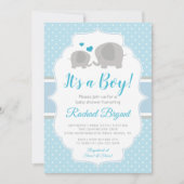 Invitation Bébé mignon bleu garçon éléphant Baby shower (Devant)