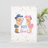 Invitation Bébé mignon Bottes Ou Bows Révéler Le Sexe (Debout devant)