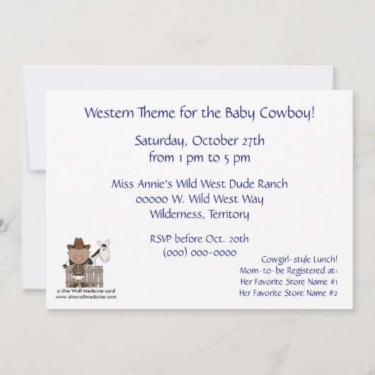 Invitation Bébé mignon Boy & Horse Pony Custom Western (Dos)