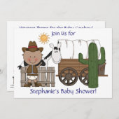 Invitation Bébé mignon Boy & Horse Pony Custom Western (Devant / Derrière)