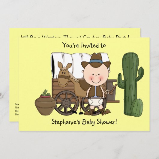Invitation Bébé mignon Boy & Horse Pony Custom Western (Devant / Derrière)