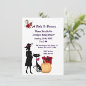 Invitation Bébé mignon brasse sorcière Baby shower Fantôme de (Debout devant)