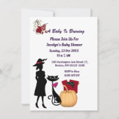 Invitation Bébé mignon brasse sorcière Baby shower Fantôme de (Devant)