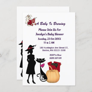 Invitation Bébé mignon brasse sorcière Baby shower Fantôme de
