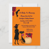 Invitation Bébé mignon brasse sorcière Citrouille Baby shower (Devant)