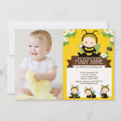 Invitation Bébé mignon Bumble Bee Honey Bee 1er Anniversaire  (Devant)