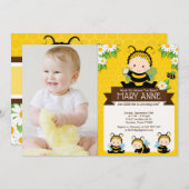 Invitation Bébé mignon Bumble Bee Honey Bee 1er Anniversaire  (Devant / Derrière)