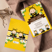 Invitation Bébé mignon Bumble Bee Honey Bee 1er Anniversaire