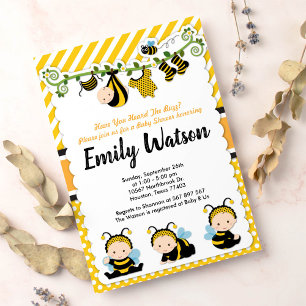Invitation Bébé mignon Bumble Bee Honey Bee Baby shower