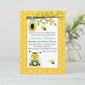 Invitation Bébé mignon Bumblebee Garçon Bébé Douche Invitatio (Debout devant)
