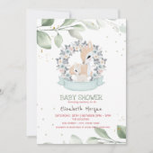 Invitation Bébé mignon Cerfs Étoiles Baby shower Feuille (Devant)
