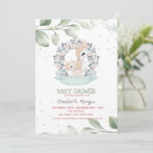 Invitation Bébé mignon Cerfs Étoiles Baby shower Feuille (Debout devant)