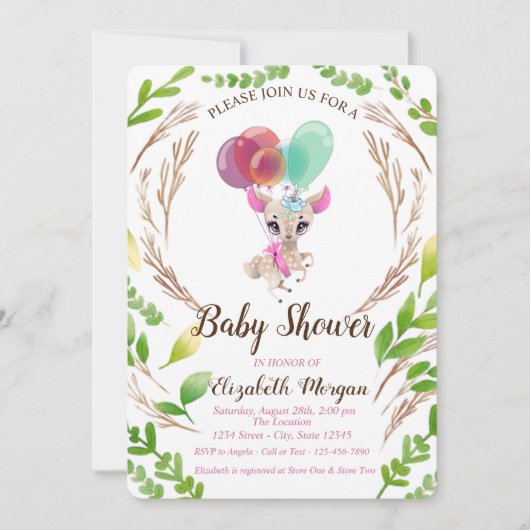 Invitation Bébé mignon Cher, Balais, Feuille (Devant)