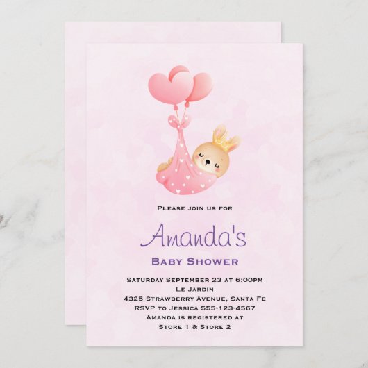 Invitation Bébé mignon dans un Baby shower de couverture de c (Devant / Derrière)