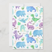 Invitation Bébé mignon Dino Dinosaur Jungle Bleu Anniversaire (Dos)