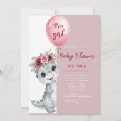 Invitation Bébé mignon Dino plat (Devant)