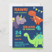 Invitation Bébé mignon Dinosaur Anniversaire de enfant Party  (Devant)