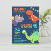 Invitation Bébé mignon Dinosaur Anniversaire de enfant Party  (Debout devant)