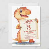 Invitation Bébé mignon Dinosaur I Signé Anniversaire de enfan (Devant)