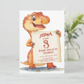 Invitation Bébé mignon Dinosaur I Signé Anniversaire de enfan (Debout devant)