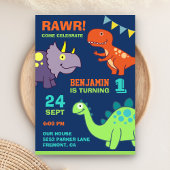 Invitation Bébé mignon Dinosaur première fête d'anniversaire